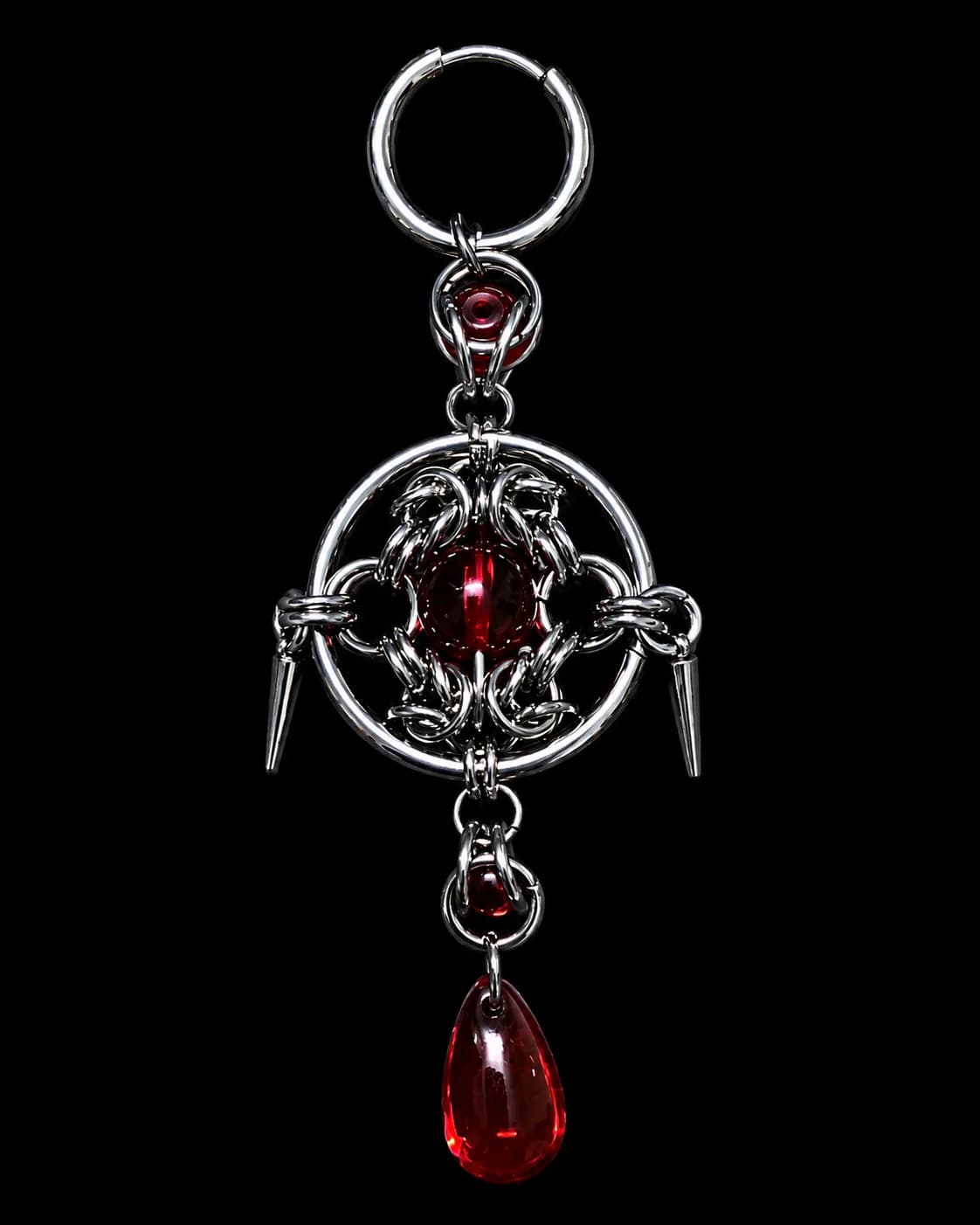 Crimson Blood Sigil Handmade Gothic Chainmaille Earrings