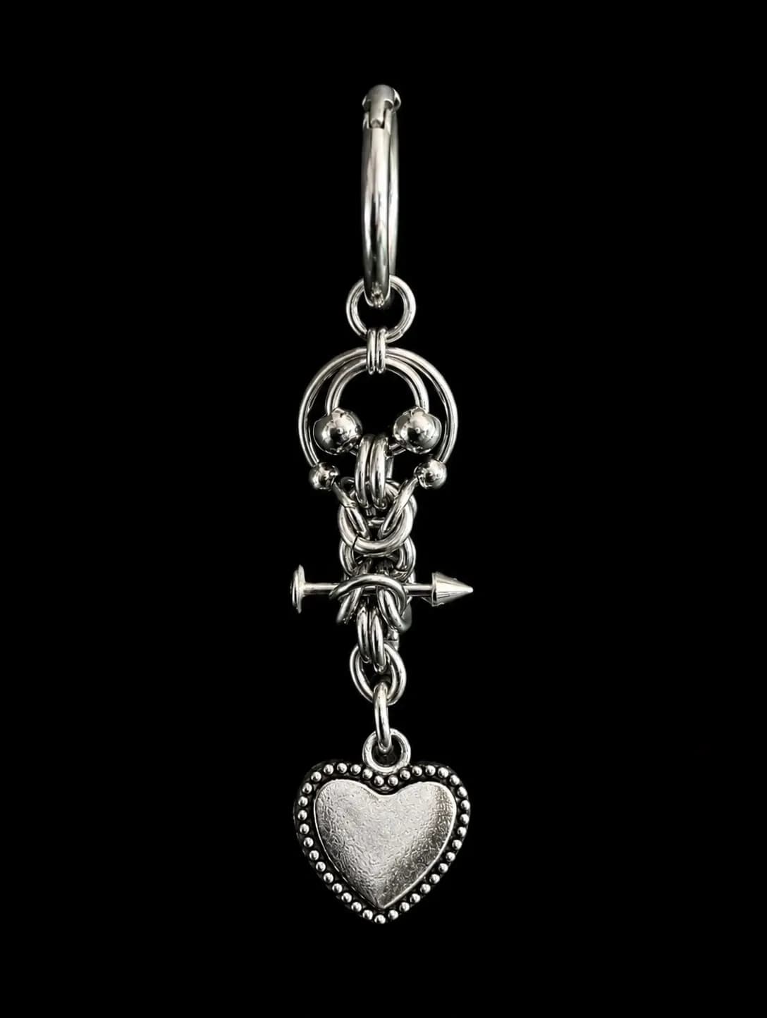 Chainmail Toggle Heart Drop Earring