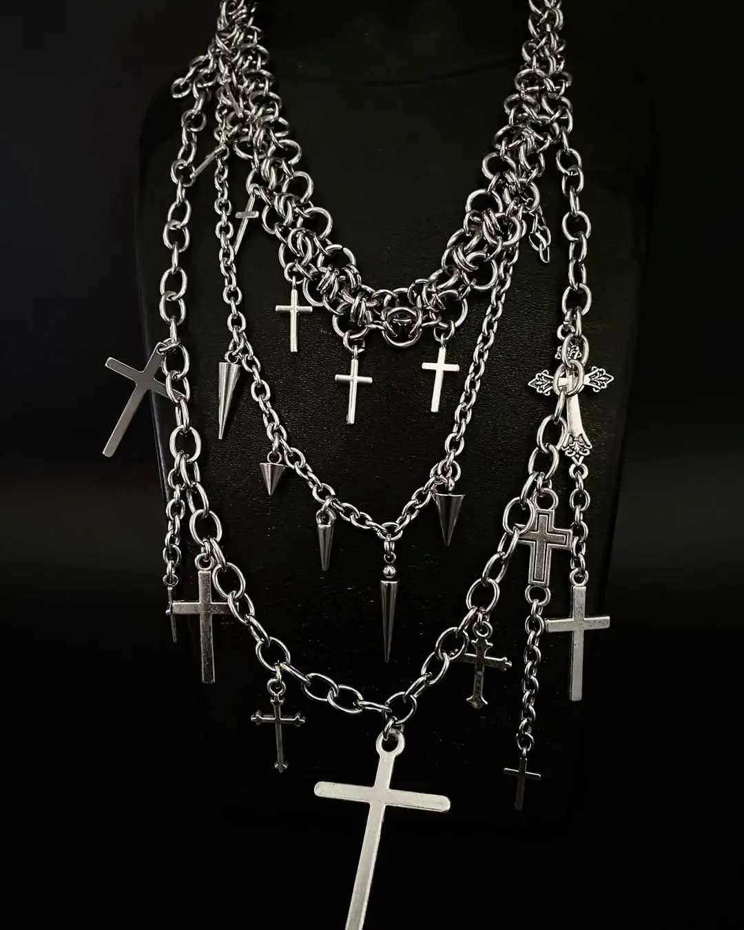 Grim Relic Layered Chainmail Necklace