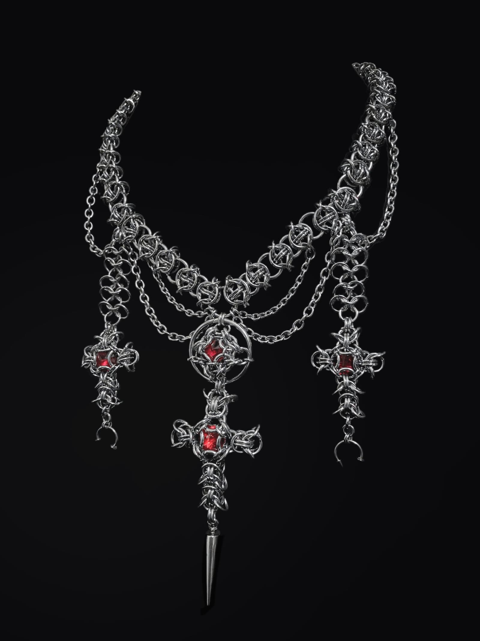 Crimson Reliquary Chainmail Necklace
