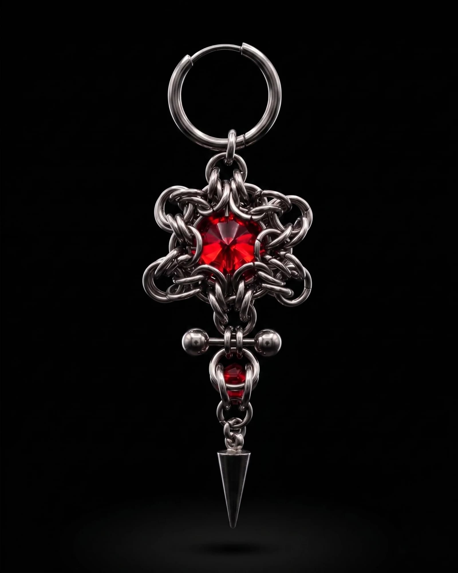 Crimson Thorn Gothic Chainmaille Earrings