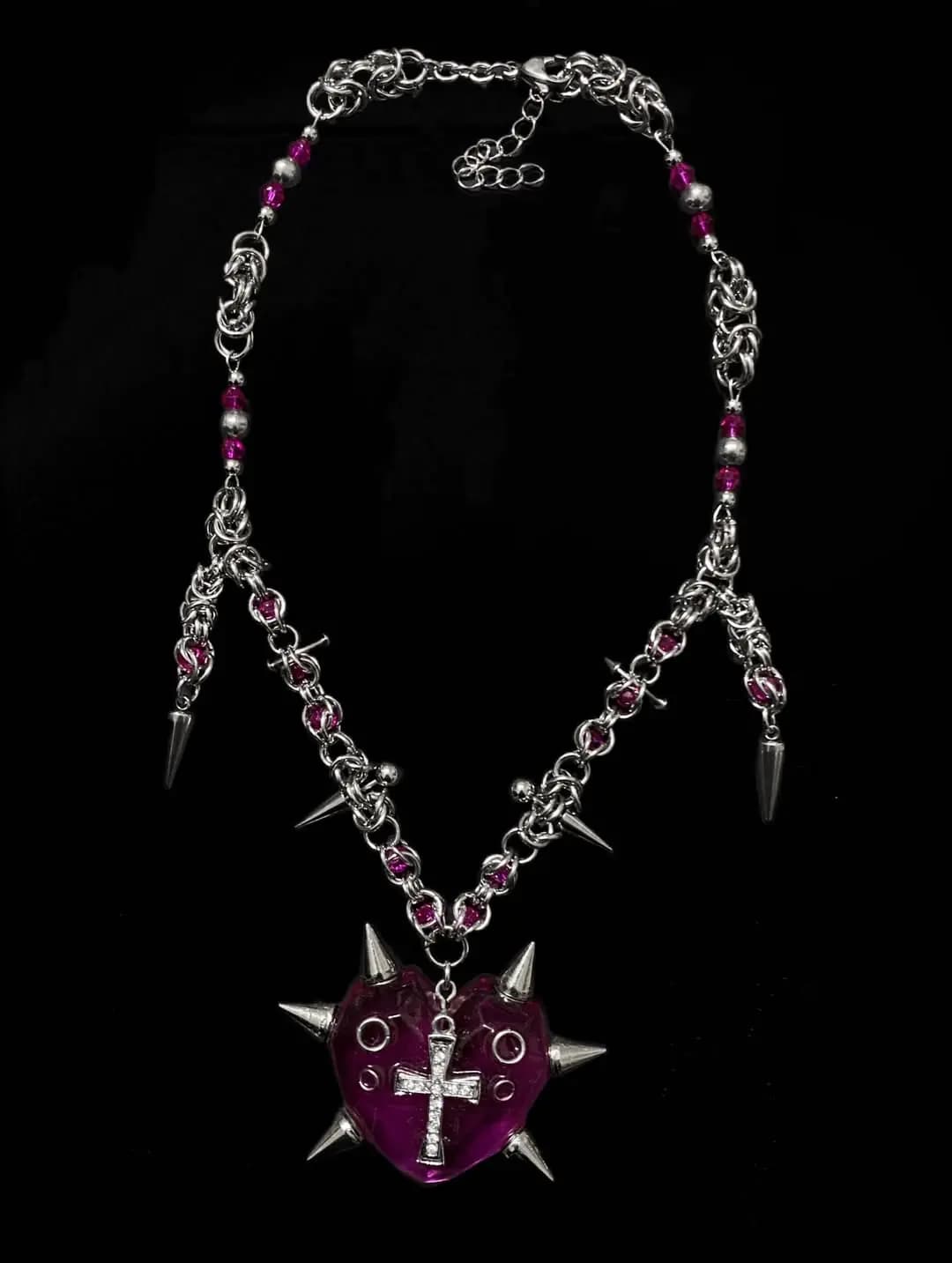 Rosaline Spikeheart Chainmail Necklace