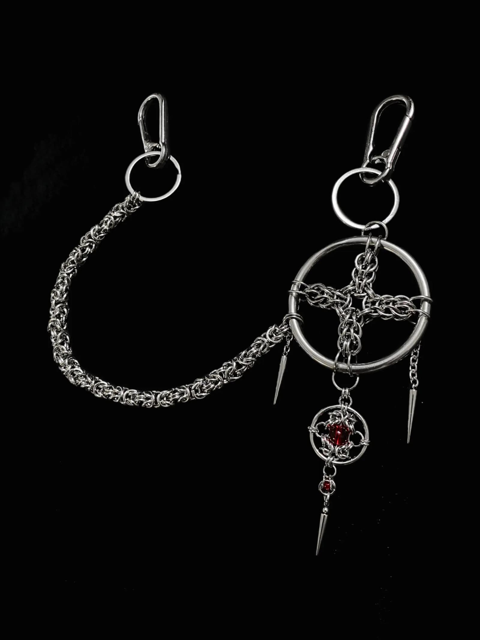 Crimson Nexus Orb Chainmail Keychain